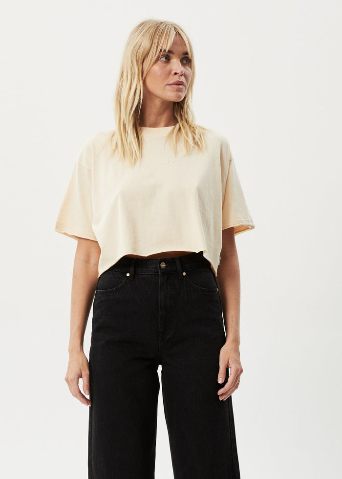 Afends Womens Restless Slay Cropped -  T-Shirt - Sand - Streetwear - Sustainable Fashion