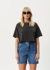 Afends Womens Restless Slay Cropped -  T-Shirt - Stone Black - Afends womens restless slay cropped    t shirt   stone black   streetwear   sustainable fashion