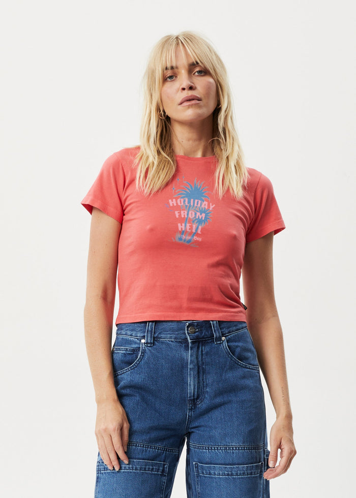 Afends Womens Tropics -  Baby T-Shirt - Washed Hibiscus - Streetwear - Sustainable Fashion