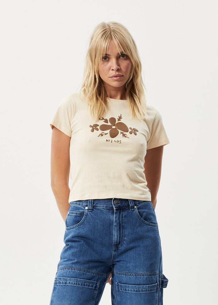Afends Womens Island -  Baby T-Shirt - Sand - Streetwear - Sustainable Fashion