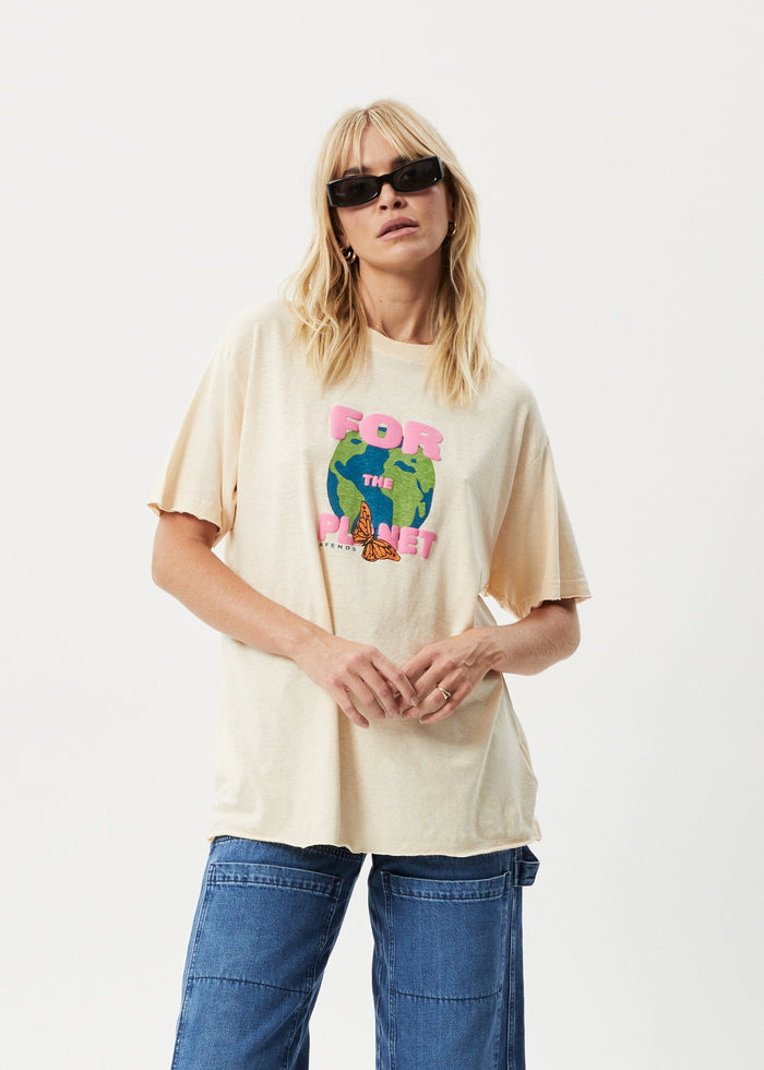 Afends Womens Planet - Oversized T-Shirt - Sand - Streetwear - Sustainable Fashion