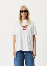 AFENDS Womens Papillon - Oversized T-Shirt - White - Afends womens papillon   oversized t shirt   white   streetwear   sustainable fashion