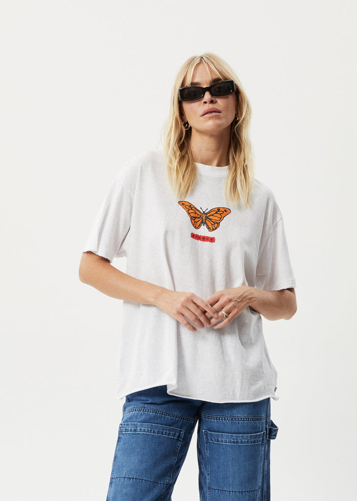 Afends Womens Papillon - Oversized T-Shirt - White - Streetwear - Sustainable Fashion