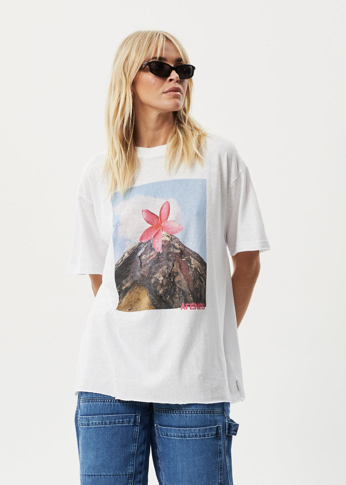 Afends Womens Under Pressure - Oversized T-Shirt - White - Streetwear - Sustainable Fashion
