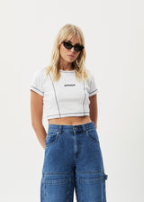 Afends Womens Tia -  Rib Cropped T-Shirt - White - Afends womens tia    rib cropped t shirt   white   streetwear   sustainable fashion