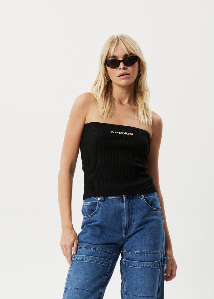 AFENDS Womens Weekend - Knit Tube Top - Black - Streetwear - Sustainable Fashion