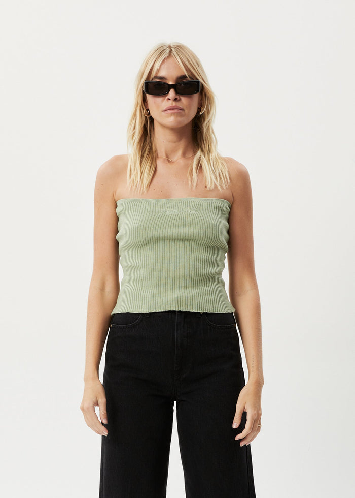 Afends Womens Weekend -  Knit Tube Top - Eucalyptus - Streetwear - Sustainable Fashion
