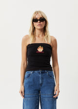 Afends Womens Burning -  Rib Tube Top - Black - Afends womens burning    rib tube top   black   streetwear   sustainable fashion