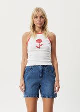 Afends Womens Technology -  Rib Singlet - White - Afends womens technology    rib singlet   white   streetwear   sustainable fashion
