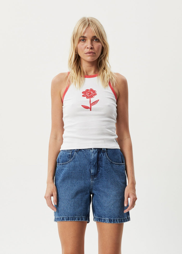 Afends Womens Technology -  Rib Singlet - White - Streetwear - Sustainable Fashion