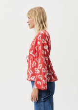Afends Womens Hibiscus -  Tie Blouse - Hibiscus - Afends womens hibiscus    tie blouse   hibiscus   streetwear   sustainable fashion