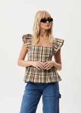 AFENDS Womens Check Out -  Top - Moonbeam Check - Afends womens check out    top   moonbeam check   streetwear   sustainable fashion
