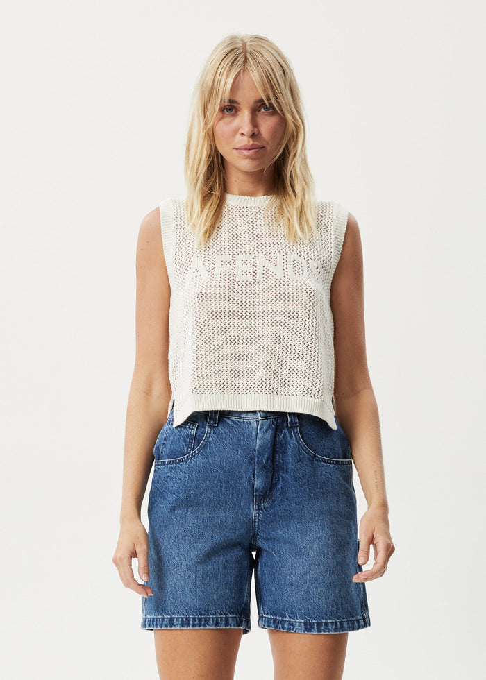 Afends Womens Ryder -  Knit Tank - White - Streetwear - Sustainable Fashion