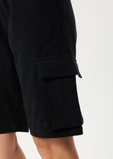 AFENDS Womens Fuji -  Relaxed Cargo Short - Black - Afends womens fuji    relaxed cargo short   black   streetwear   sustainable fashion