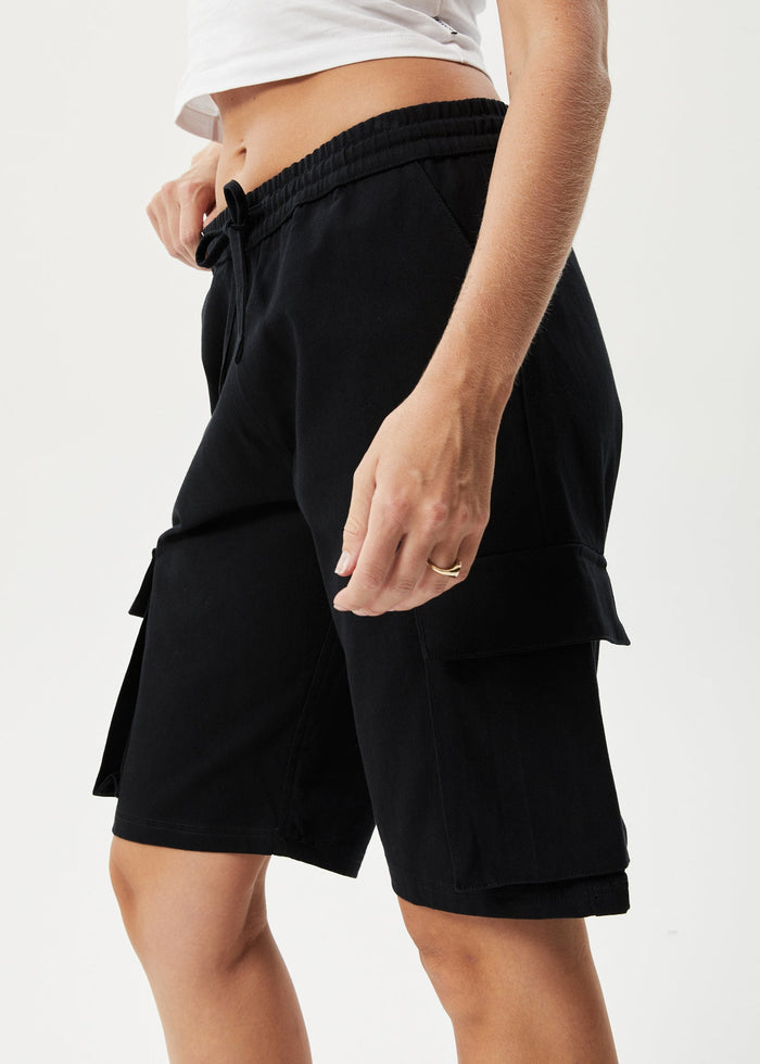 Afends Womens Fuji -  Relaxed Cargo Short - Black - Streetwear - Sustainable Fashion