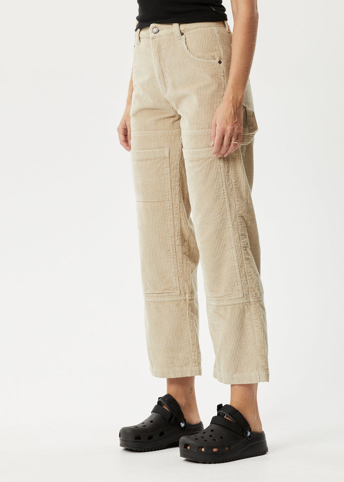 Afends Womens Paradise Moss - Organic Corduroy Pant - Dark Ecru - Streetwear - Sustainable Fashion