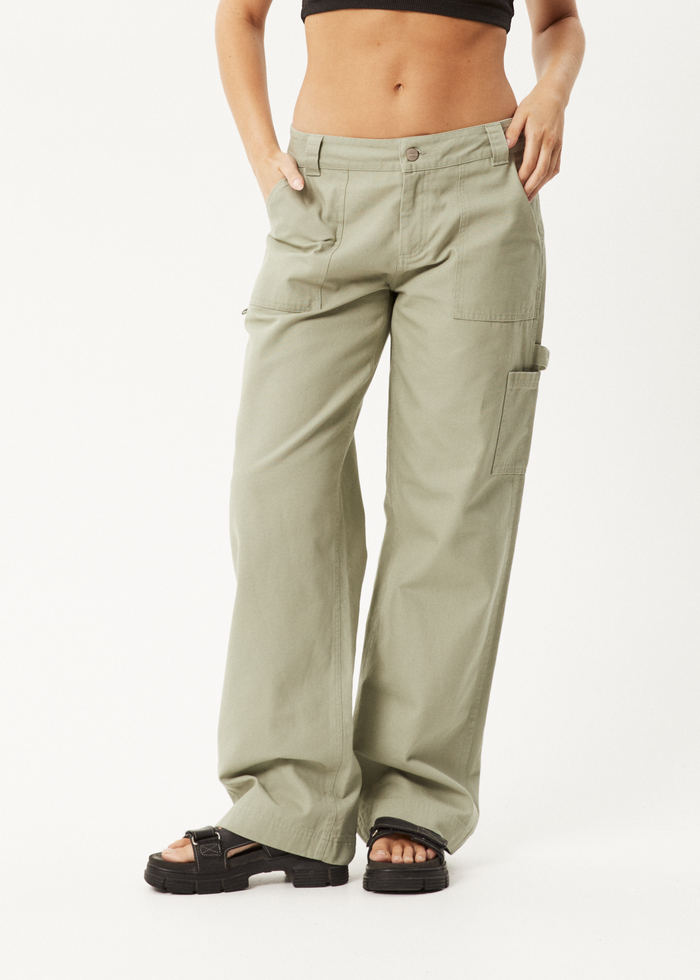 Afends Womens Lexi -  Low Rise Carpenter Pant - Eucalyptus - Streetwear - Sustainable Fashion