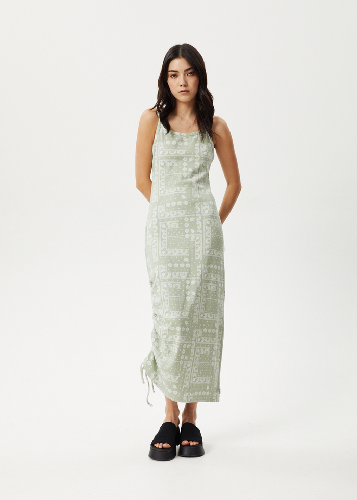 Afends Womens Paisley Muse - Organic Maxi Dress - Eucalyptus - Streetwear - Sustainable Fashion