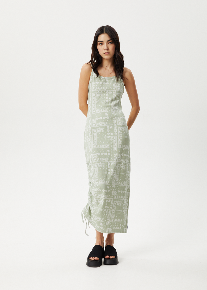 Afends Womens Paisley Muse - Organic Maxi Dress - Eucalyptus