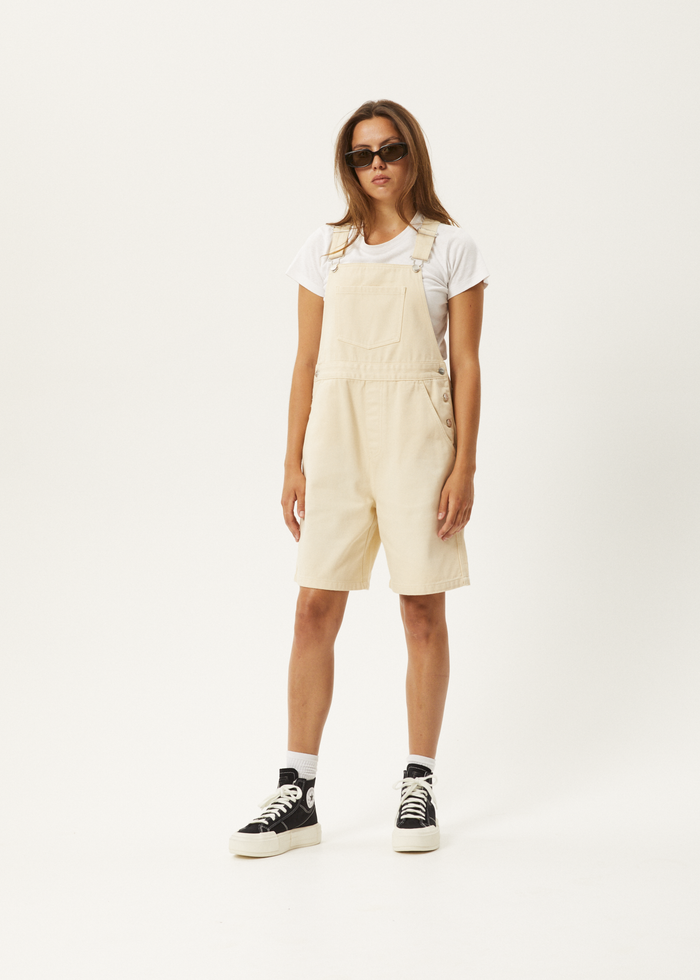 Afends Womens Lewi -  Short Overalls - Sand - Streetwear - Sustainable Fashion
