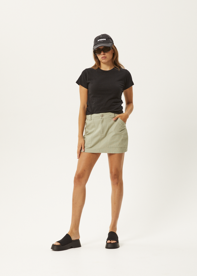Afends Womens Lexi -  Cargo Mini Skirt - Eucalyptus