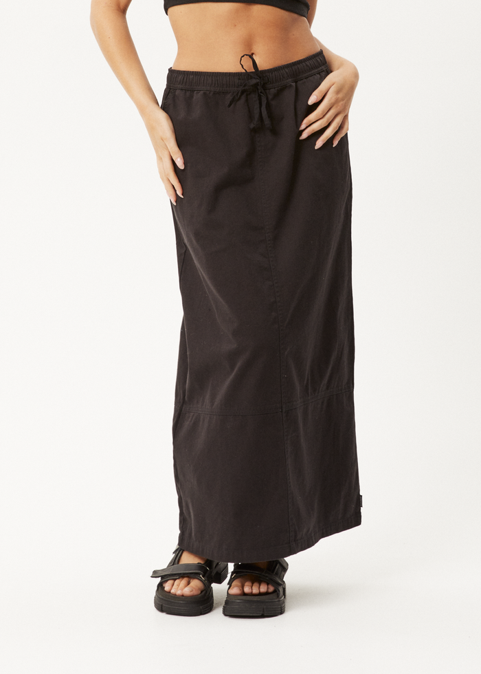 Afends Womens Fuji -  Maxi Skirt - Black - Streetwear - Sustainable Fashion