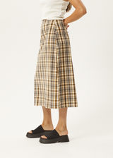 AFENDS Womens Check Out - Midi Skirt - Moonbeam Check - Afends womens check out   midi skirt   moonbeam check   streetwear   sustainable fashion