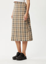 AFENDS Womens Check Out -  Midi Skirt - Moonbeam Check - Afends womens check out    midi skirt   moonbeam check   streetwear   sustainable fashion