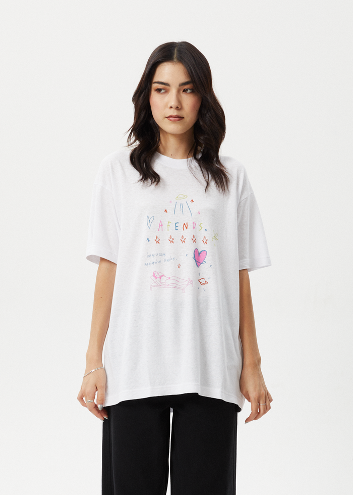Afends Womens Stella - Oversized Tee - White - Streetwear - Sustainable Fashion