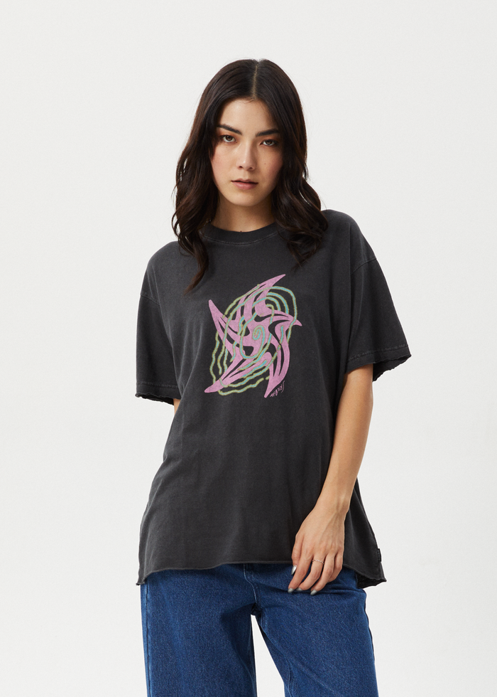 Afends Womens Gravity - Oversized Tee - Stone Black - Streetwear - Sustainable Fashion
