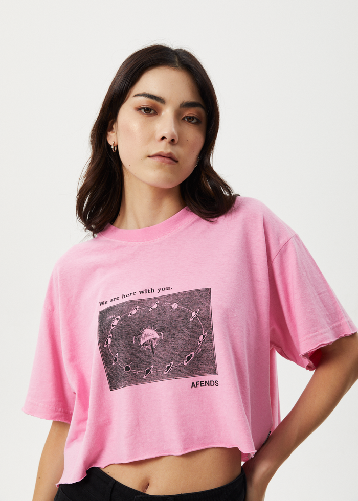 Afends Womens Connection Cropped - Oversized Tee - Pink - Streetwear - Sustainable Fashion
