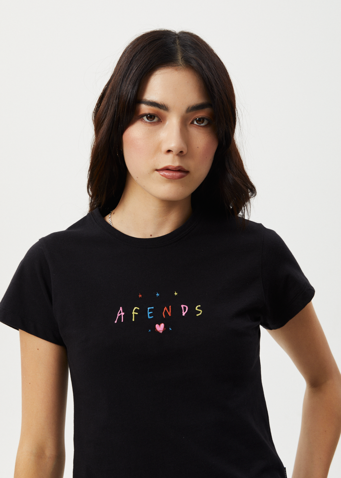 Afends Womens Funhouse - Baby Tee - Black - Streetwear - Sustainable Fashion