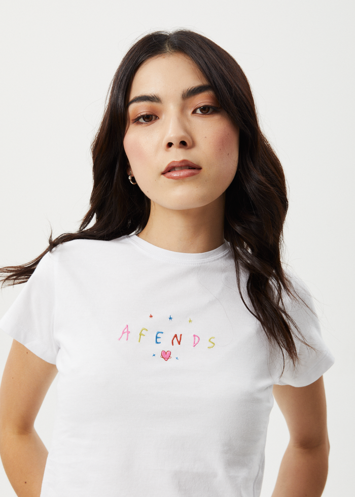 Afends Womens Funhouse - Baby Tee - White - Streetwear - Sustainable Fashion