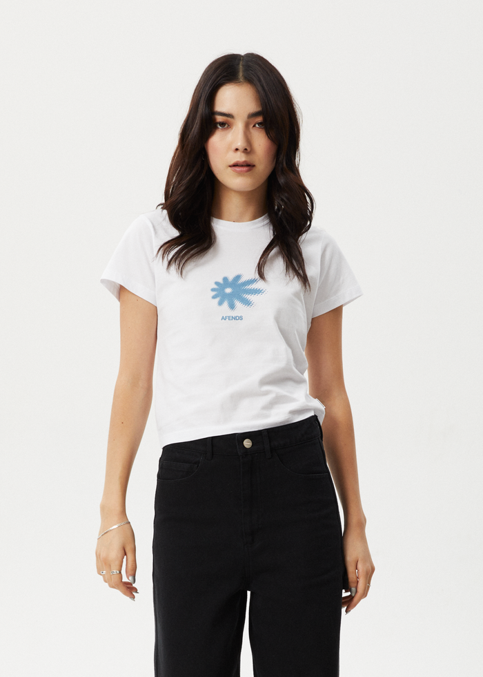 AFENDS Womens Petal - Baby Tee - White - Streetwear - Sustainable Fashion