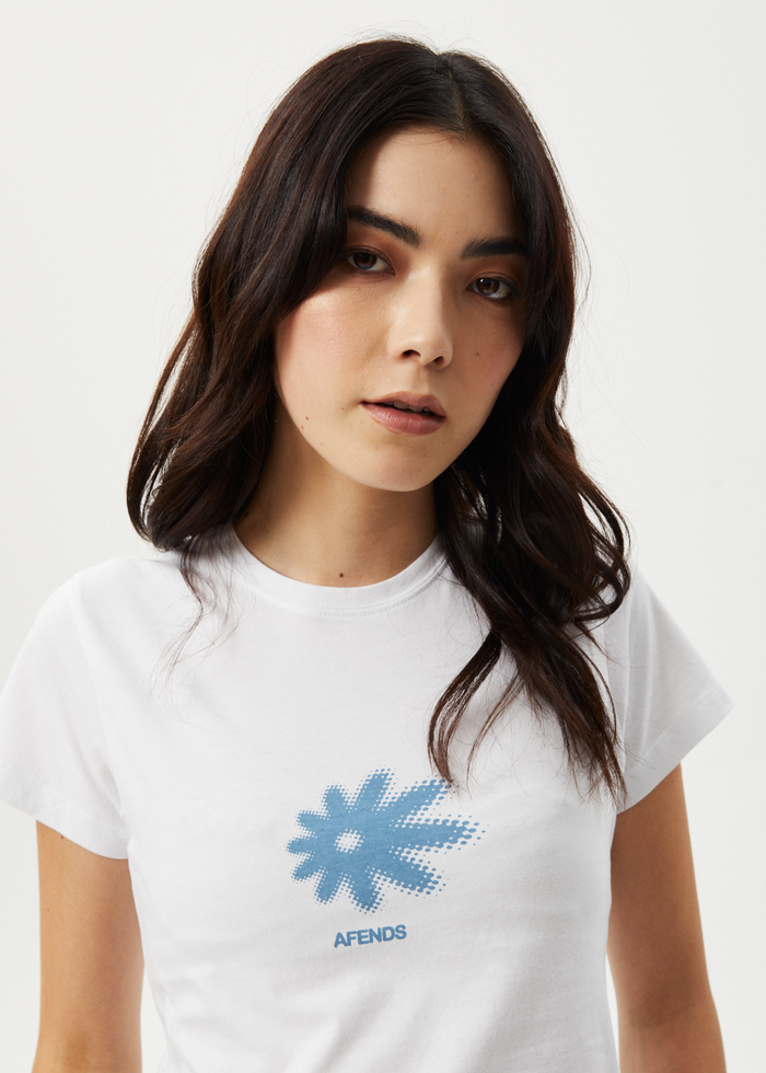 AFENDS Womens Petal - Baby Tee - White - Streetwear - Sustainable Fashion