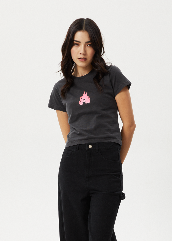 Afends Womens Alfie - Baby Tee - Stone Black - Streetwear - Sustainable Fashion