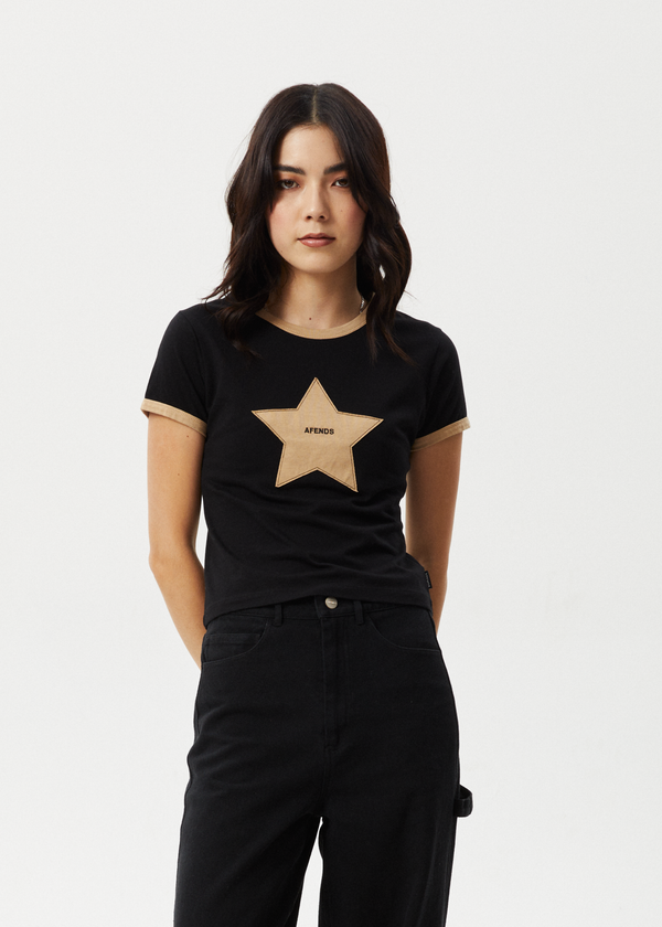 Afends Womens Aster - Baby Tee - Black