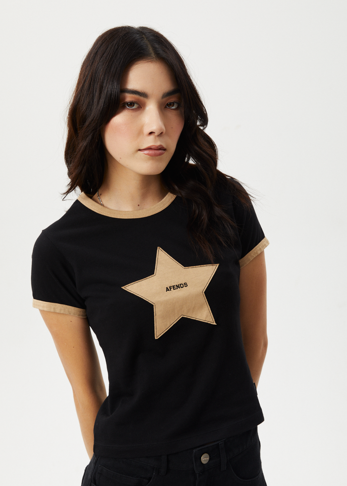 Afends Womens Aster - Baby Tee - Black - Streetwear - Sustainable Fashion