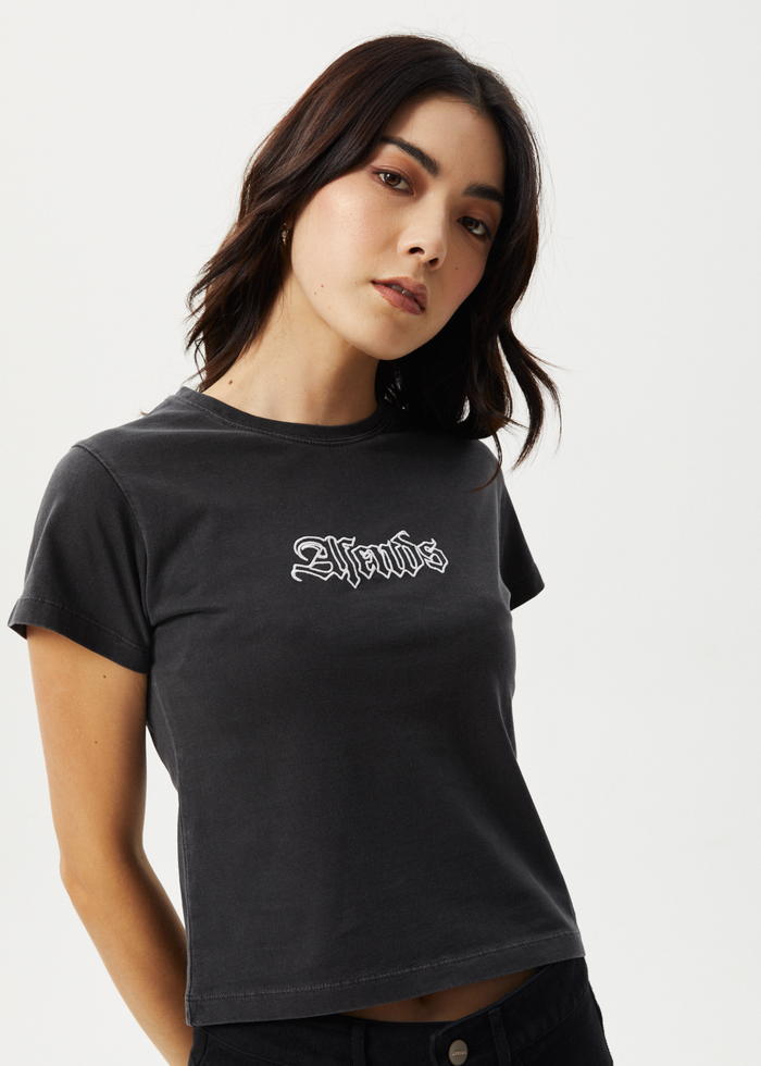 Afends Womens Burnt - Baby Tee - Stone Black - Streetwear - Sustainable Fashion