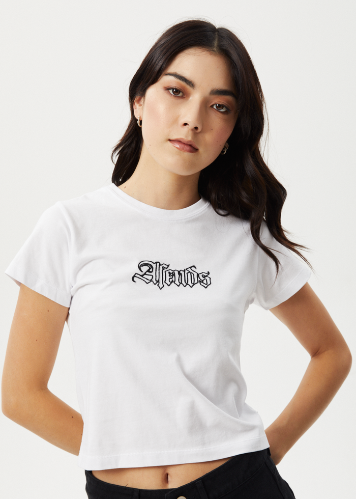 Afends Womens Burnt - Baby Tee - White - Streetwear - Sustainable Fashion