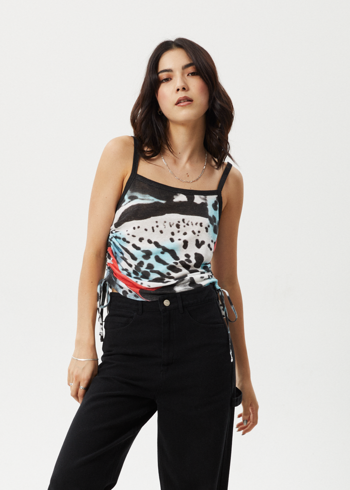 Afends Womens Dossy - Sheer Cami - Black - Streetwear - Sustainable Fashion