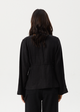 Afends Womens Grace - Cupro Tie Blouse - Black - Afends womens grace   cupro tie blouse   black   streetwear   sustainable fashion