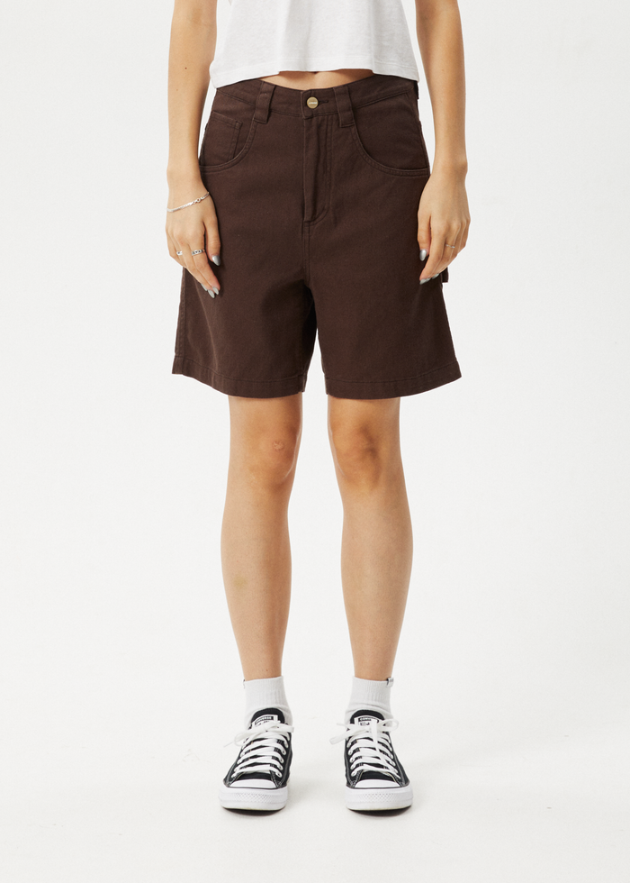 Afends Womens Emilie - Carpenter Shorts - Coffee - Streetwear - Sustainable Fashion