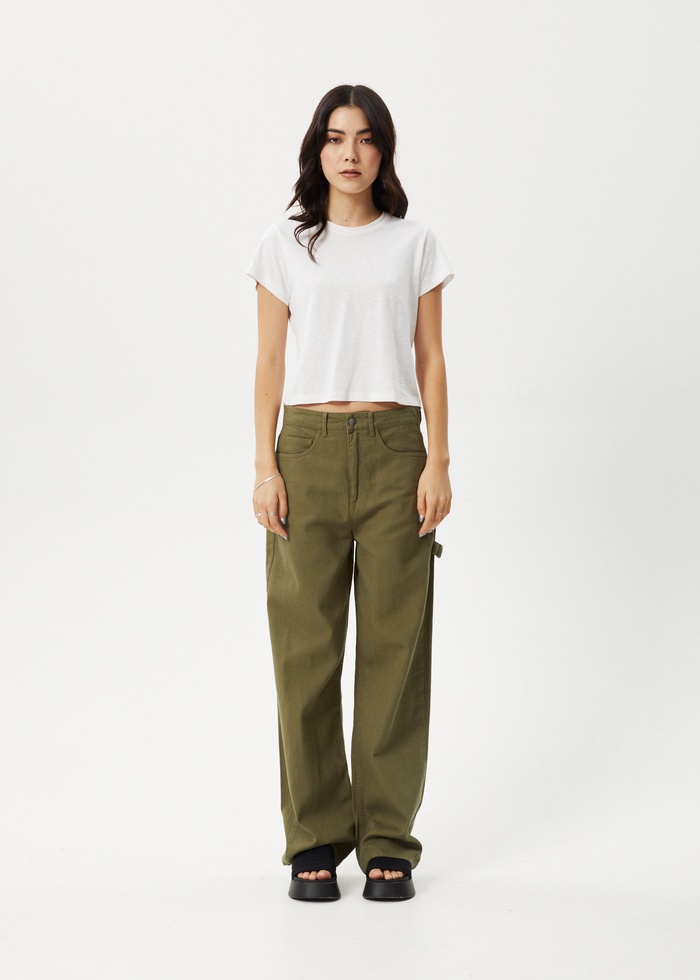 AFENDS Womens Roads - Carpenter Pants - Military - Streetwear - Sustainable Fashion