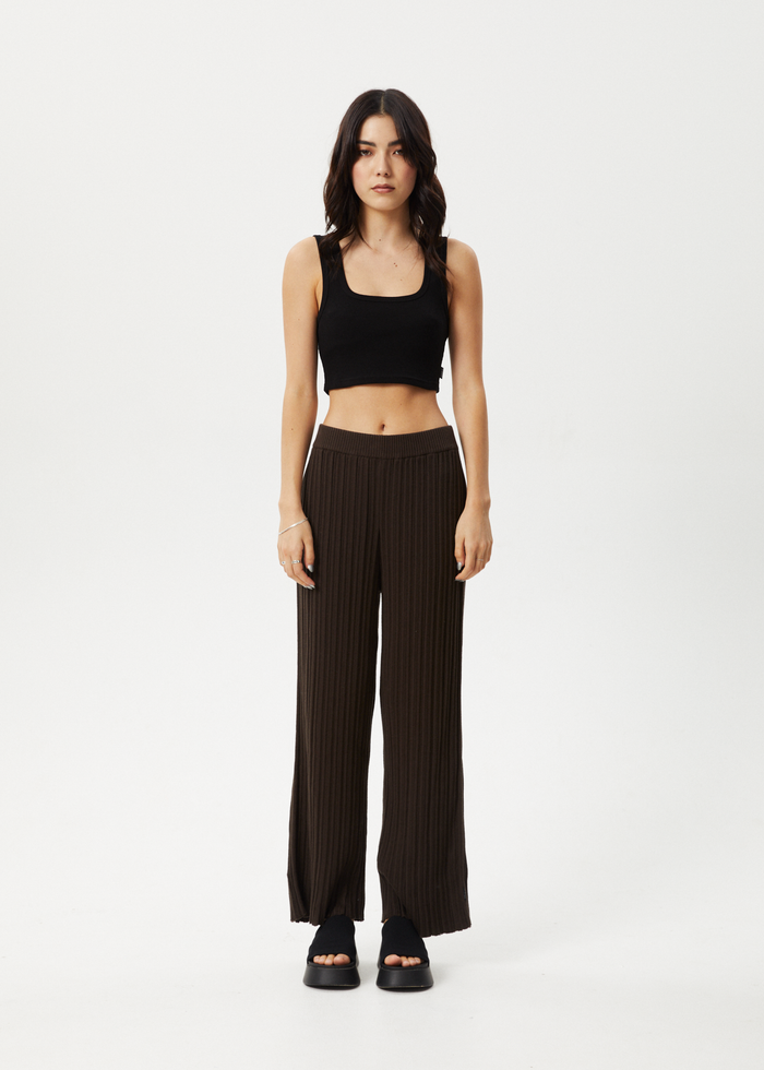 Afends Womens Landed - Knit Pant - Coffee - Streetwear - Sustainable Fashion
