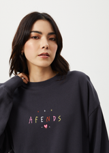 Afends Womens Funhouse - Crew Neck - Charcoal - Afends womens funhouse   crew neck   charcoal   streetwear   sustainable fashion