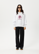 Afends Womens Bloom - Crew Neck - White - Afends womens bloom   crew neck   white   streetwear   sustainable fashion