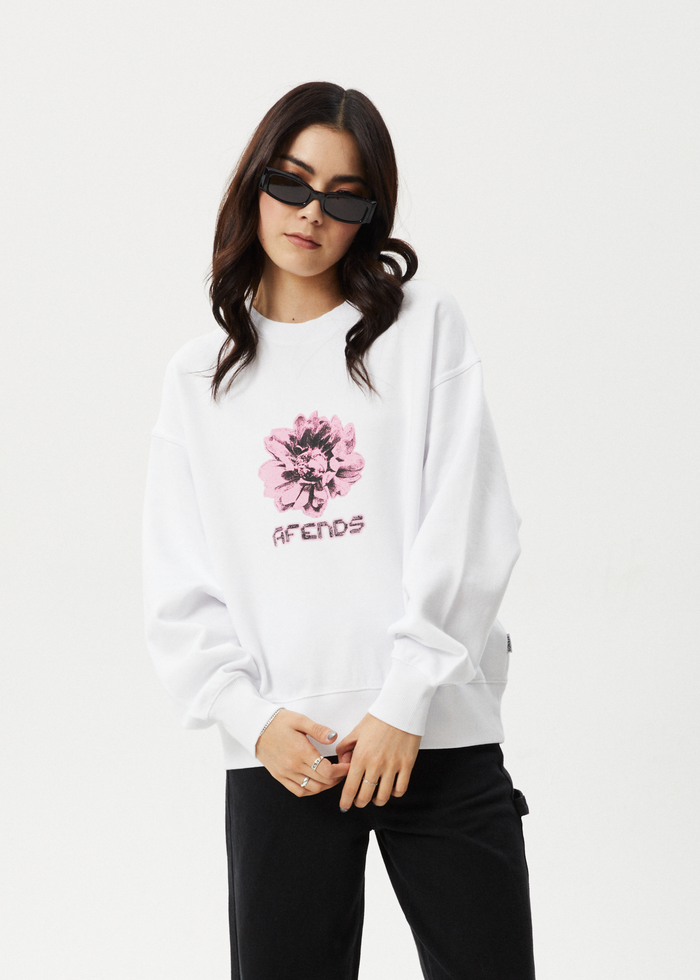 Afends Womens Bloom - Crew Neck - White - Streetwear - Sustainable Fashion