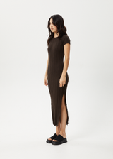 Afends Womens Landed - Knit Maxi Dress - Coffee - Afends womens landed   knit maxi dress   coffee   streetwear   sustainable fashion