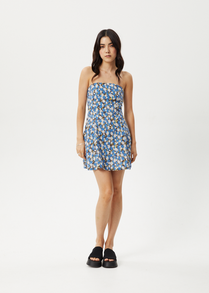Afends Womens Petal - Strapless Dress - Lake Floral - Streetwear - Sustainable Fashion